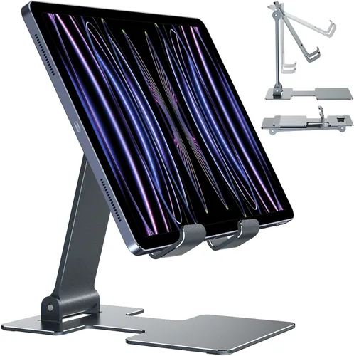 Anozer Soporte para tableta, soporte ajustable para tablet de escritorio, plegable para iPad Air 5/4/Mini 6/Mini 5/10.2/Pro 12.9/Pro 11, monitor