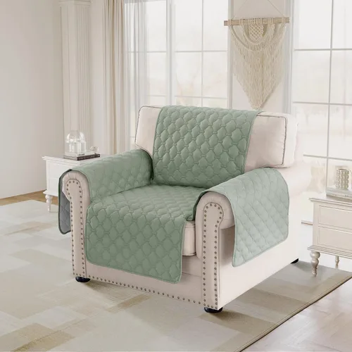 Vista 20 de PrinceDeco Funda para silla, resistente al agua, lavable, parte trasera de goma antideslizante, protector de muebles para mascotas (Sillón, negro)