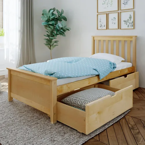 Vista 33 de Max & Lily Cama clásica individual de suelo, 79.75 pulgadas, marco de cama baja de madera maciza para niños, cama de piso moderna para dormitorio