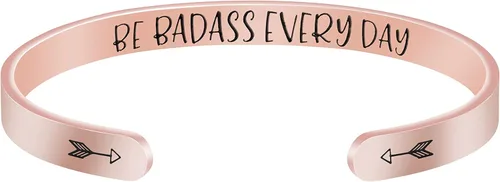 JoycuFF - Brazalete motivacional para mujer, de acero inoxidable, abierto y grabado