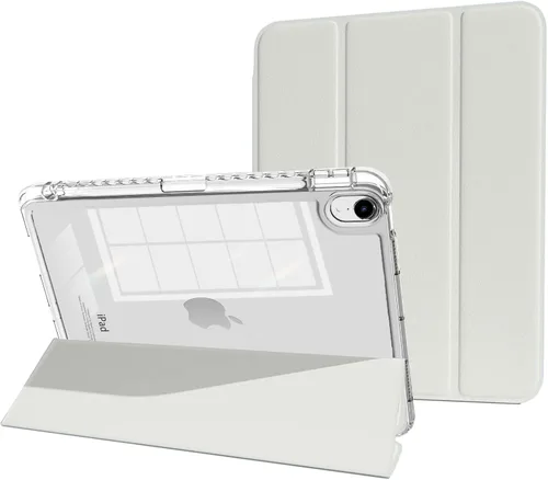 Vista 12 de Funda para iPad Air 11 Generación 2024/2025/2026 M4/M3/2 con soporte para lápices, funda inteligente delgada con carcasa trasera transparente