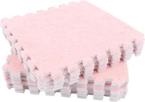 Vista 3 de Garosa Juego de 10 alfombrillas de espuma de rompecabezas de felpa entrelazadas para niños, decoración de sala