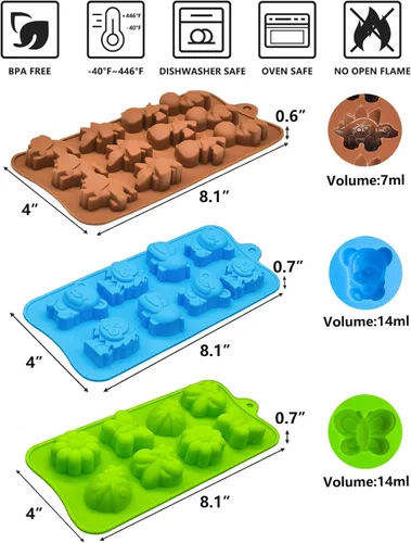Vista 2 de WARM TIME Moldes de silicona para dulces de chocolate, moldes para tartas, molde antiadherente de grado alimenticio para hornear y crayón sin BPA