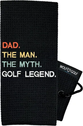 Vista 10 de Wolf Golf Towels - Toalla de golf Best Dad by Par - Accesorios de golf para hombre - Regalos de golf para hombres - Toalla de golf divertida bordada
