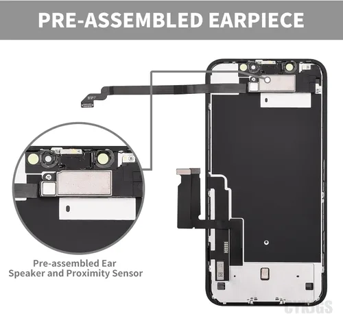 Vista 3 de para iPhone XR Reemplazo de pantalla de 6.1 pulgadas con altavoz de oído y sensor de proximidad, pantalla LCD táctil 3D digitalizador montaje