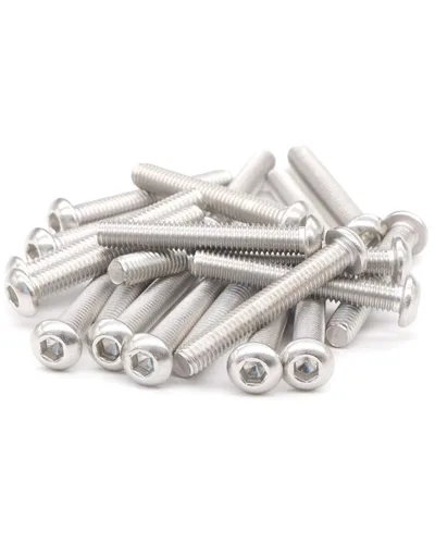 Vista 6 de Tornillos de cabeza de botón M4 x 1 pulgada (100 unidades) 18-8 Acero inoxidable 304 Allen Tornillo de máquina de rosca completa ISO7380 por
