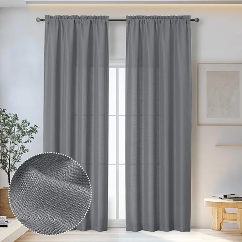 Vista 87 de OWENIE Bob Juego de 2 Paneles de Cortinas Negras de Cocina para Ventanas de 36 Pulgadas de Largo, Cortinas Cortas de Café con Textura de Lino