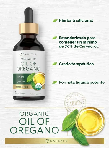 Vista 4 de Carlyle Gotas líquidas de aceite orgánico de orégano - 2 onzas líquidas - 1 año de suministro Suplemento de hierbas veganas Sin OMG, sin gluten