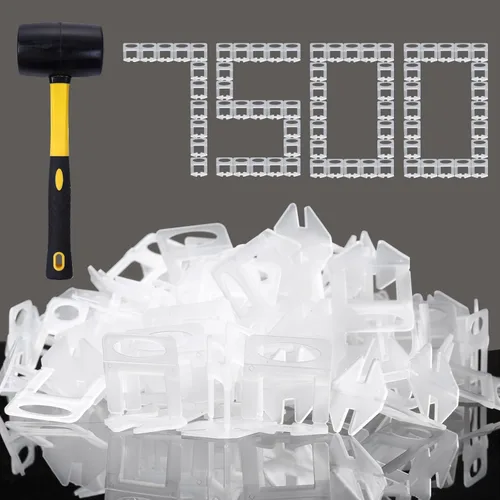 Vista 9 de Clips de sistema de nivelación de azulejos de 1/16 pulgadas, 3500 piezas de clips espaciadores de azulejos y martillo de mazo de goma de 16 onzas.