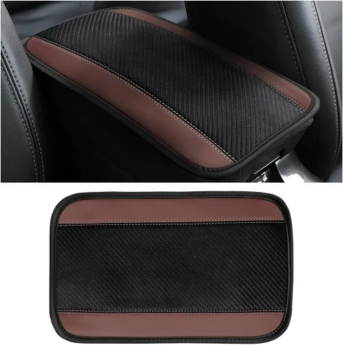 Vista 14 de 8sanlione Funda para consola central de coche, 12.6 x 7.5 pulgadas, funda universal para reposabrazos de cuero PU impermeable para consola central