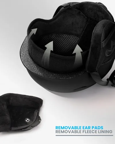 Vista 5 de OutdoorMaster Juego de casco de esquí, casco de snowboard con gafas para adultos, carcasa de policarbonato duradera, espuma EPS protectora y 10