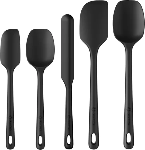 Vista 11 de ChefAide Juego de 3 espátulas de silicona, espátula de goma de grado alimenticio, mango fuerte mejorado con empuñadura ergonómica, resistente al