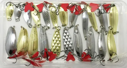 Vista 4 de 1 kit de pesca de 226 piezas, señuelos biónicos de trucha y salmón, señuelos de lucio de salmón, manivela de cebo suave y duro de metal con caja