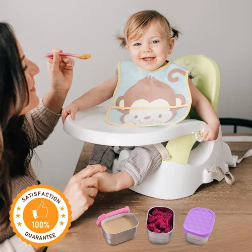Vista 8 de Tanjiae Recipientes Pequeños (1 Taza) de Acero Inoxidable para Bocadillos para Niños Recipientes de Comida Fáciles de Abrir a Prueba de Fugas