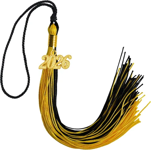 Vista 21 de GraduationMall Borla de graduación de un solo y varios colores con dije del año 2025 de 9 pulgadas