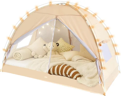 LEEDOR® Bed Tent Dream Tents Bed Canopy Shelter Cabin Indoor Privacy Warm Breathable Pop Up Twin/Full/Queen for Kids and Adult Patent
