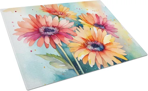 Vista 59 de Caroline's Treasures DAC1545LCB Anémonas en acuarela Tabla de cortar de vidrio grande decorativa de vidrio templado tabla de cortar y servir tabla