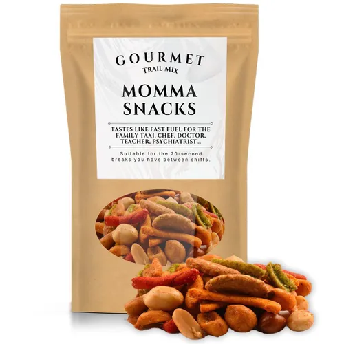 Kepperton Momma Snacks Trail Mix – Mezcla crujiente sazonada gourmet, regalo de comida divertida de elefante blanco, regalos de broma para el día de
