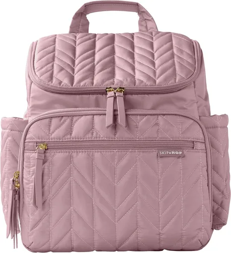 Vista 11 de Skip Hop Mochila Bolsa de Pañales: Forma, Bolsa de viaje para bebé multifunción con cambiador y accesorio para cochecito, negro azabache