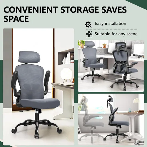 Vista 44 de FelixKing Silla de oficina ergonómica con reposacabezas, computadora de respaldo alto con soporte lumbar ajustable y ruedas, giratoria ejecutiva