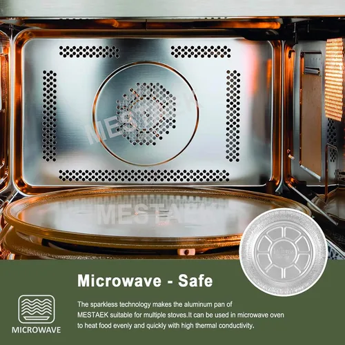 Vista 2 de Paquete de 50 sartenes redondas de papel de aluminio de 7 pulgadas con tapas de plástico transparente Contenedores desechables para hornear