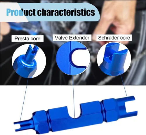 Vista 3 de KITUREK Kit de herramientas de extracción de núcleo de válvula de bicicleta para válvula Presta y Schrader, herramienta de ajuste de reparación