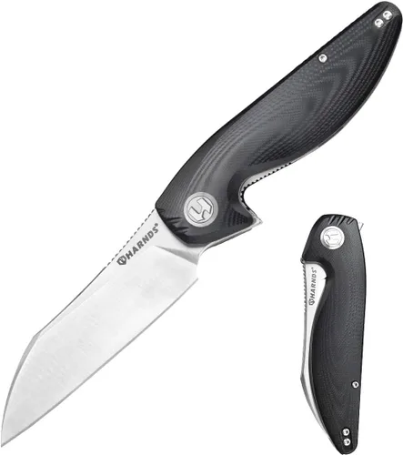 Harnds Parrot - Cuchillo de bolsillo plegable con clip y bloqueo de hoja, cuchillo plegable EDC de 8.4 pulgadas con mango G10 a prueba de sudor y