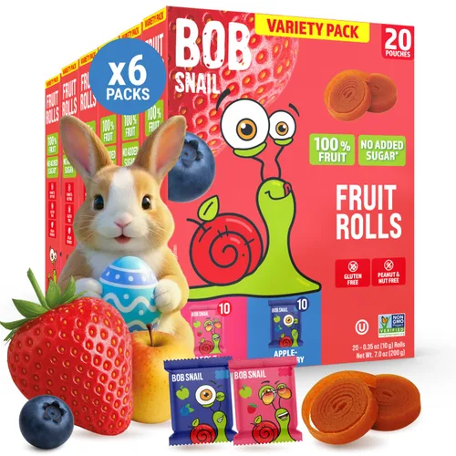 Vista 15 de Bob Snail Fruit Roll Ups - 50 bocadillos de frutas naturales (arándano y frambuesa), vegano, sin azúcar añadido, paquete saludable para llevar