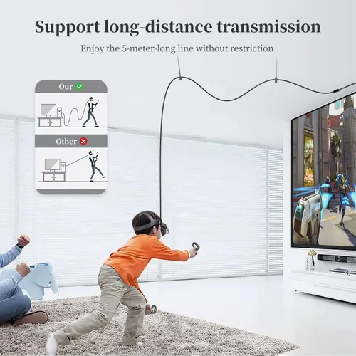 Vista 4 de Virtual Reality Headset Link Cable For Oculus Quest 2 And Quest,5Gbps High-Speed Data Transmission And Fast Charging-16FT (5M)