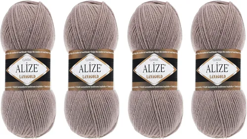 Vista 19 de Alize Lanagold - Hilo para tejer, lana para manualidades, mezcla de hilo para tejer a mano, cálida, suave, natural, gruesa, tejida a mano, lote de 4