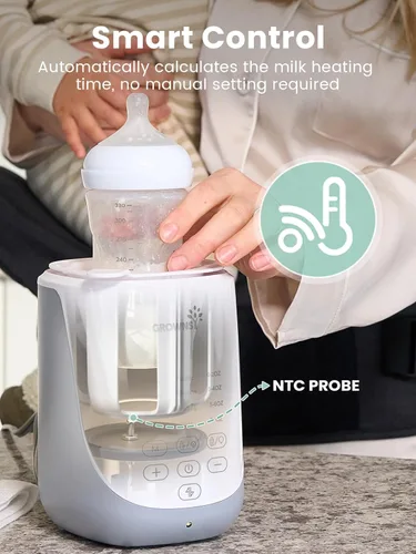 Vista 7 de Grownsy Nutri - Calentador de biberones con innovadora función de elevación automática, mantiene los nutrientes más completos, calentador compacto