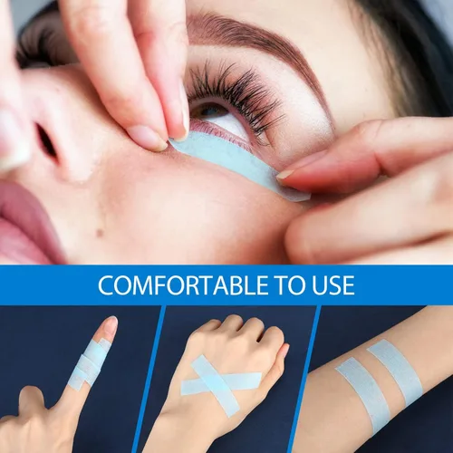 Vista 4 de Nuanchu 12 rollos de cinta de pestañas azul a granel, cinta adhesiva reutilizable de silicona para extensiones de pestañas para pieles sensibles