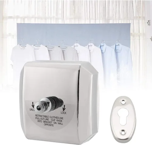 Vista 2 de Pilipane Japard - Tendedero retráctil para interiores, resistente 304, alambre de nailon tejido de 9.2 pies, soporte de 22 libras, línea retráctil