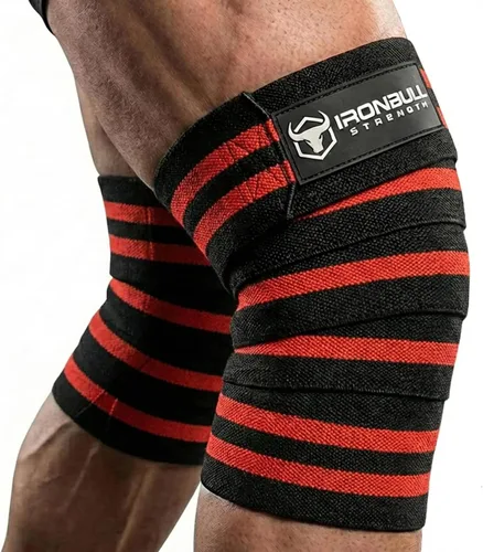 Vista 8 de Rodilleras para levantamiento de pesas – Correas elásticas de rodilla de 80 pulgadas para sentadillas y levantamiento de pesas – Rodilleras