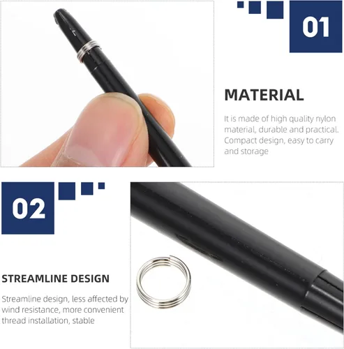 Vista 5 de LIOOBO 50 juegos de varillas de nailon 2BA varillas de rosca con anillo suministros de repuesto para juego interior al aire libre (negro)