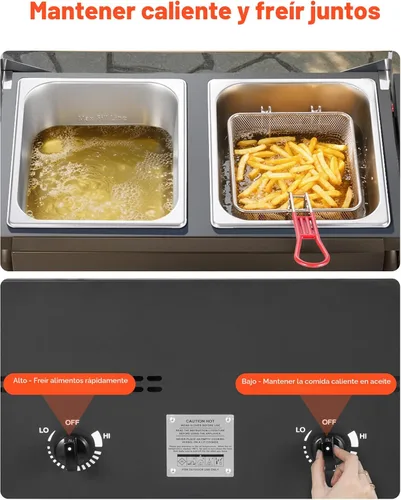 Vista 3 de VEVOR Freidora de propano para exteriores, freidora comercial de doble quemador, cocina de acero inoxidable de 16 cuartos de galón con cestas