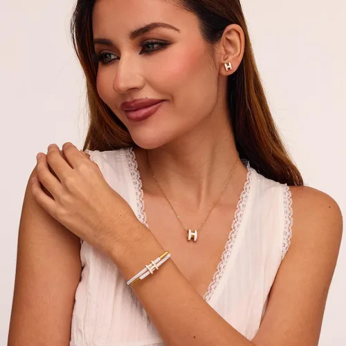 Vista 7 de AIMADE Pulseras para mujer, pulsera ajustable con abalorios, hebilla chapada en oro de 18 quilates, cuerda de alambre de acero de titanio, joyería