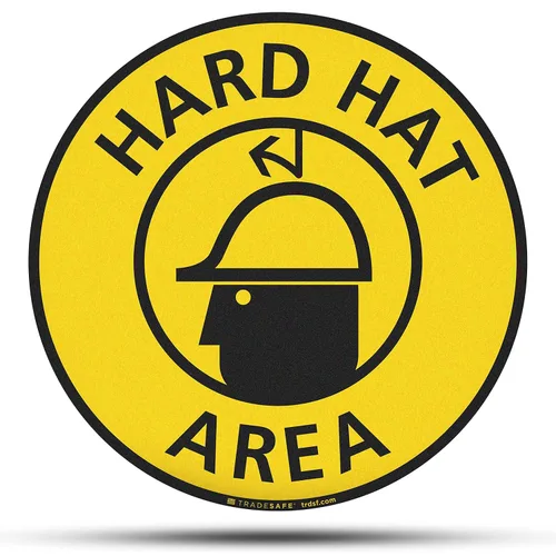 TRADESAFE Adhesivo antideslizante para el suelo del casco duro, letrero de precaución para casco duro, letrero de vinilo adhesivo para despegar y