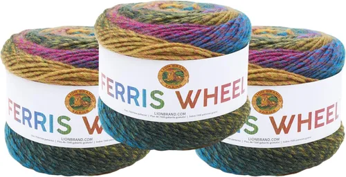 Vista 10 de Lion Brand Yarn, Muticolor - Hilo de noria para tejer, ganchillo y manualidades, algodón de azúcar, 1 paquete