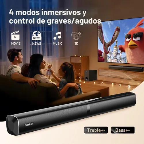 Vista 6 de Barra de sonido de karaoke con subwoofer para TV: Barra de sonido con 2 micrófonos inalámbricos - Sistema de sonido envolvente de cine en casa