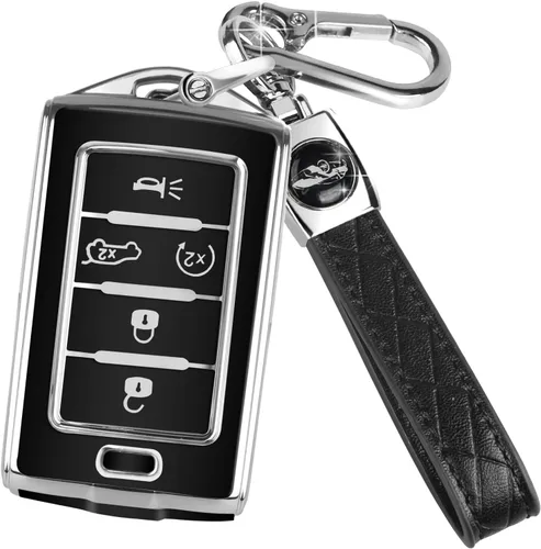 Vista 8 de MILD EAST Funda para Llavero de Jeep con Llavero, Carcasa Protectora de Llave de Coche de 5 Botones, Compatible con Jeep Grand Cherokee Wagoneer