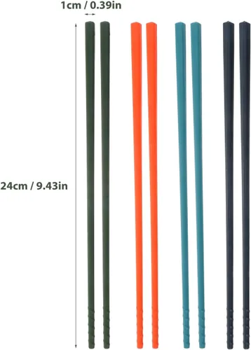 Vista 8 de SHOWERORO 4Pairs Palillos de silicona con núcleo de acero, palillos a prueba de calor, aptos para lavavajillas públicos