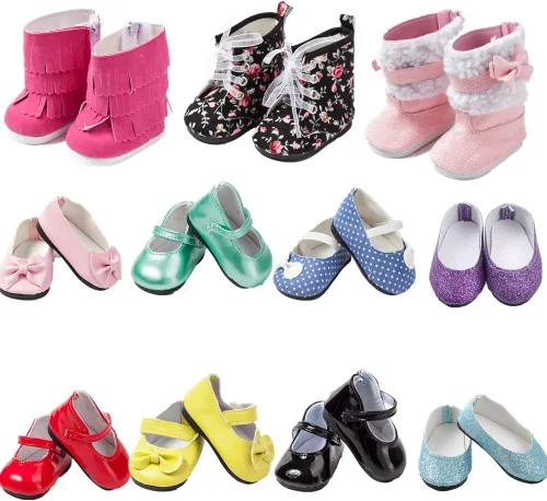6 pares de zapatos de muñeca incluyen botas, zapatos de cuero, se adaptan a muñecas American Girl de 18 pulgadas
