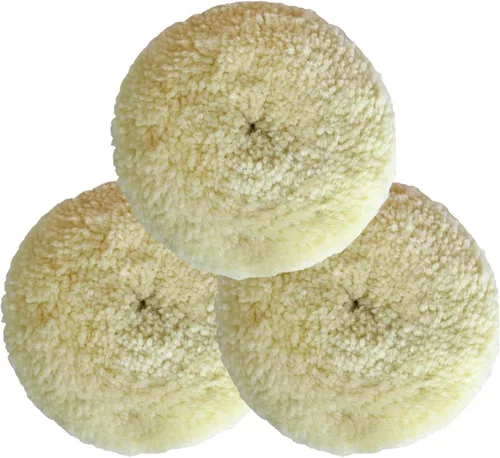 Vista 7 de Kit de almohadillas de pulido de lana de 5 pulgadas, 3 piezas, 100% lana natural, almohadilla de pulido de agarre de gancho y bucle para corte