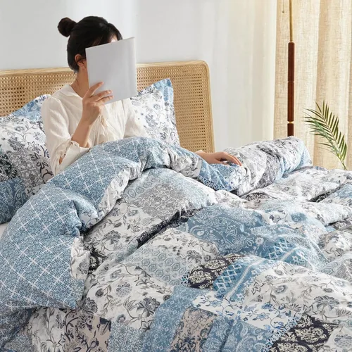 Vista 4 de PHF Juego de funda de edredón floral ultrasuave tamaño individual, juego de ropa de cama bohemio estampado de 2 piezas, cómodo juego de funda