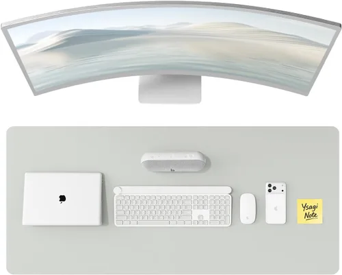 Vista 137 de YSAGi Protector de cuero para escritorio, alfombrilla de escritorio de oficina, alfombrilla grande para mouse, antideslizante, de piel sintética