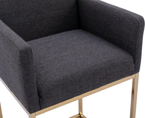 Vista 5 de VESCASA Taburetes de bar de lino con brazos, taburetes tapizados con respaldo acolchado de 12.5 pulgadas de alto, sillas modernas de isla con marco