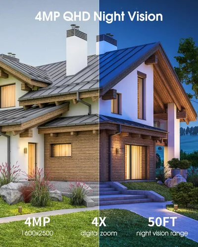 Vista 5 de Cámara de seguridad ARCCTV inalámbrica para exteriores, cámara WiFi de 4MP con batería recargable y panel solar, detección de movimiento, visión