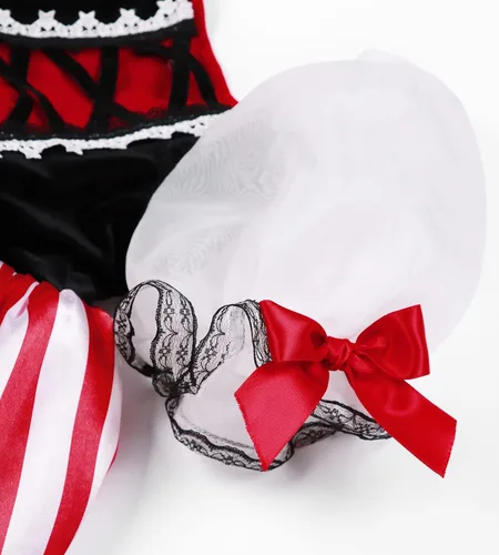 Vista 3 de TYHTYM Disfraz de pirata para niñas pequeñas, disfraz de Halloween, lindo disfraz para niños pequeños con parche de sombrero en los ojos
