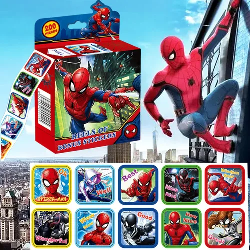 Vista 3 de Paquete de 2 rollos de calcomanías para niños, 20 diseños, 400 piezas, etiquetas autoadhesivas de 1-1/2 pulgadas para niños y maestros